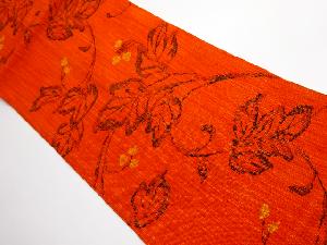 リサイクル　手織り真綿紬草花模様織り出し名古屋帯